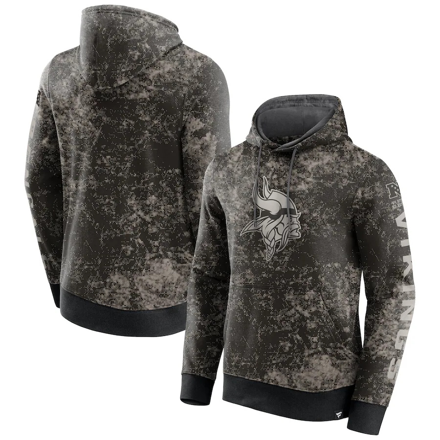Men's Minnesota Vikings Black/Gray Blackout Tonal Pullover Hoodie Men's Minnesota Vikings Black/Gray Blackout Tonal Pullover Hoodie